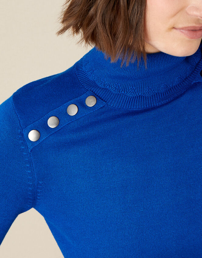 Studded High Neck Jumper, Blue (COBALT), large