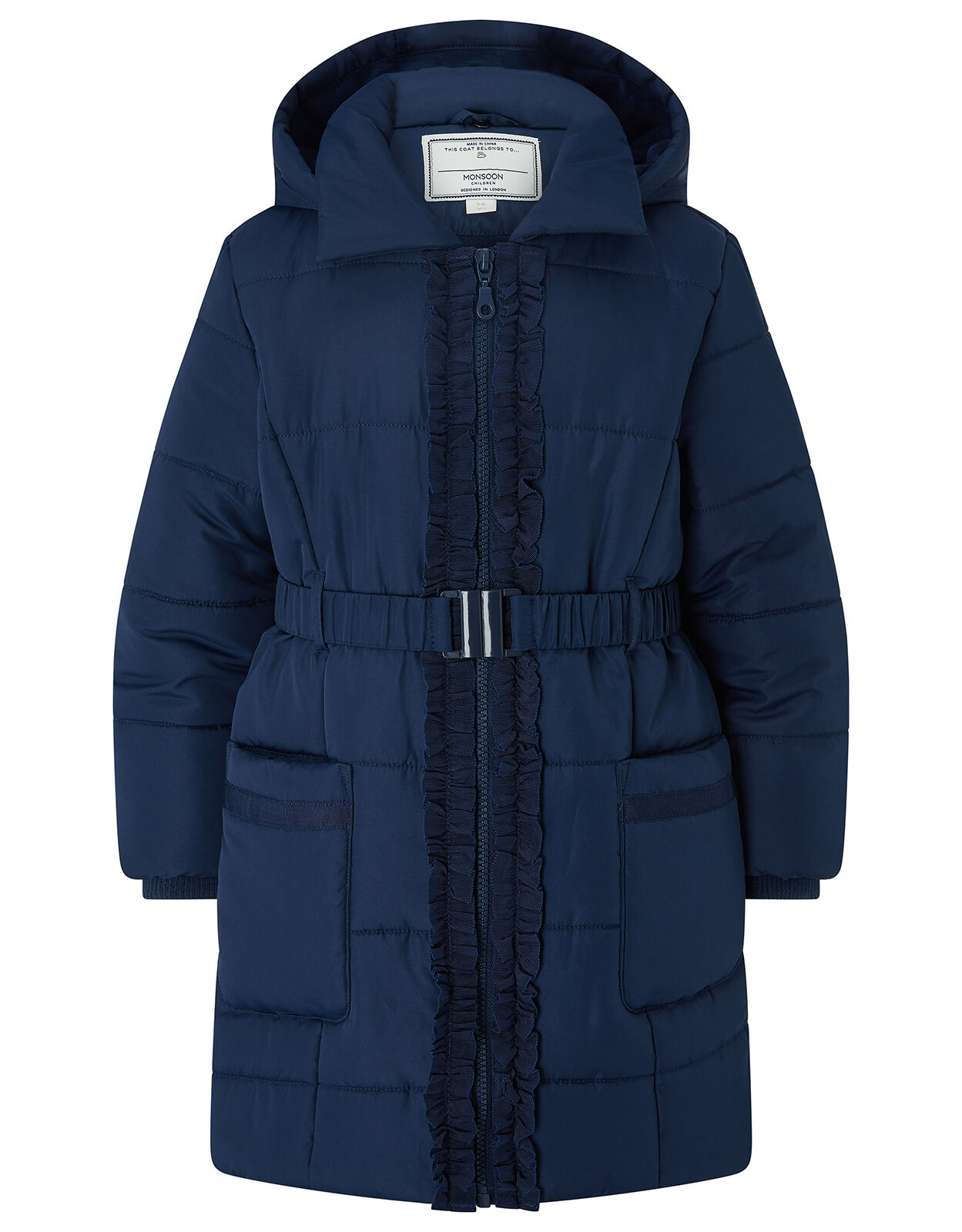 Girls belted padded coat store