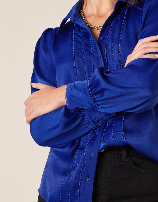 Peggy Lace Trim Blouse, Blue (BLUE), large