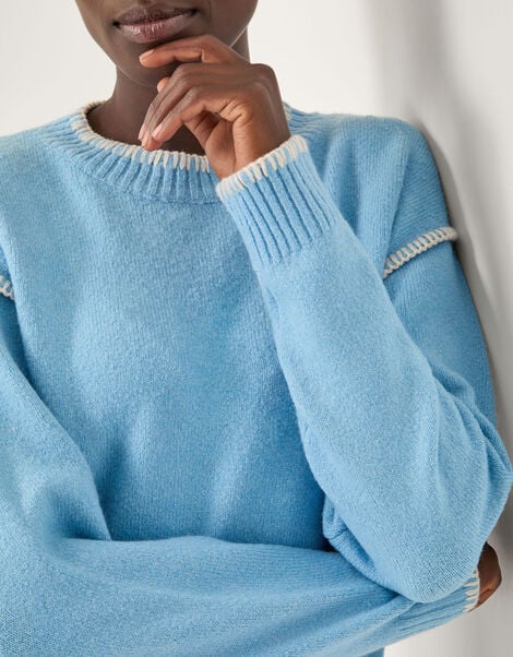 Shayla Whipstitch Jumper, Blue (BLUE), large