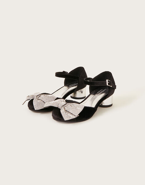 Bow Velvet Two-Part Heels, Black (BLACK), large