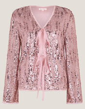 Tabi Tie Sequin Jacket, Pink (PINK), large