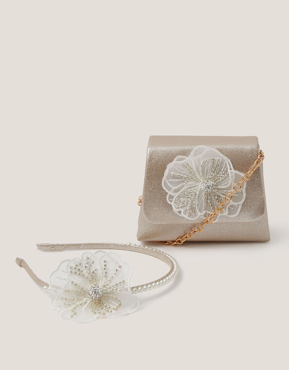 Beaded Flower Bag & Headband Set, , large