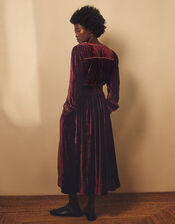 East Everly Floral Embroidered Velvet Maxi Dress, Purple (PLUM), large