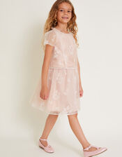 Harlyn Short Sleeve Embroidered Tulle Top, Pink (PINK), large