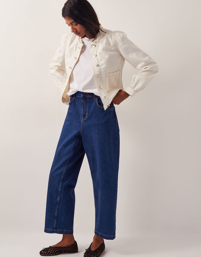 Louisa Frill Denim Jacket, Natural (ECRU), large