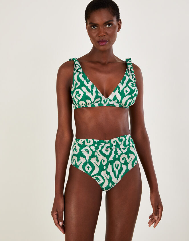 Ikat Print Bikini Top with Recycled Polyester, Green (GREEN), large