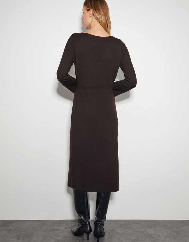Ciara Button Midi Jumper Dress, Brown (CHOCOLATE), large