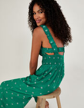 Geometric Print Cut-Out Jumpsuit in LENZING™ ECOVERO™, Green (GREEN), large