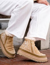 Laidback London Setsu Floral Suede Ankle Boots, Camel (BEIGE), large