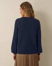 Sian Swan Crew Neck Jumper, Blue (NAVY), large