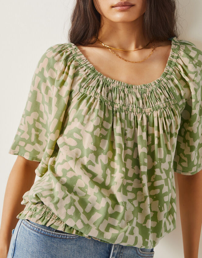 Ania Batik Print Top, Green (GREEN), large