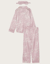 Satin Roses Pjs and Mask Set, Pink (PINK), large