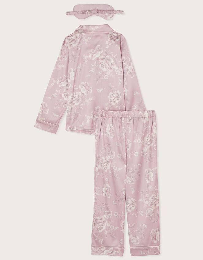 Satin Roses Pjs and Mask Set, Pink (PINK), large