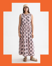 Scotch & Soda Sleeveless Feather Print Midi Dress, Pink (PINK), large