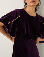 Cecelia Velvet Cape Midi Dress, Purple (PURPLE), large