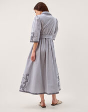 Kirsty Embroidered Stripe Midi Shirt Dress, Blue (NAVY), large