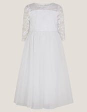 Alberta Rose Lace Communion Dress, White (WHITE), large