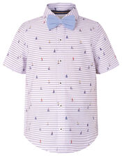 Aaron Striped Shirt and Bow Tie Set, Ivory (IVORY), large