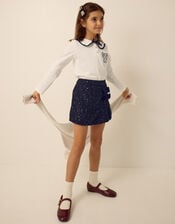 Bow Long Sleeve Top & Skort Set, Blue (NAVY), large