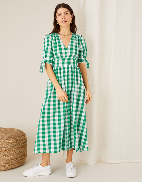Anima Gingham Print Dress Green, Green (GREEN), large