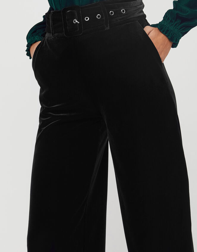 Victoria Velvet Wide Leg Trouser, Black (BLACK), large