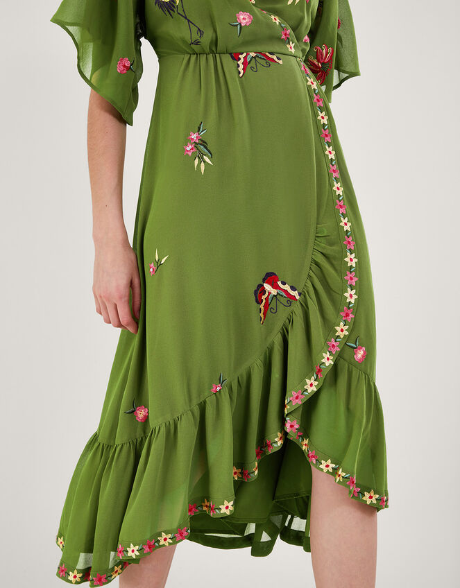 Renee Wrap Dress, Green (GREEN), large