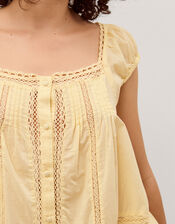 Olivia Lace Trim Top, Yellow (YELLOW), large