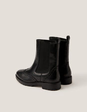 Eli Brogue Leather Chelsea Boots, Black (BLACK), large