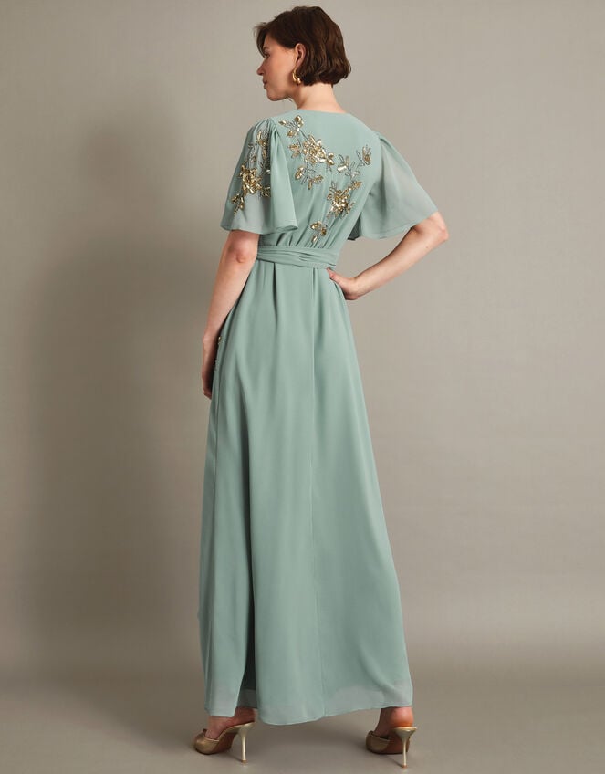 Sarah Embellished Wrap Dress , Green (SAGE), large