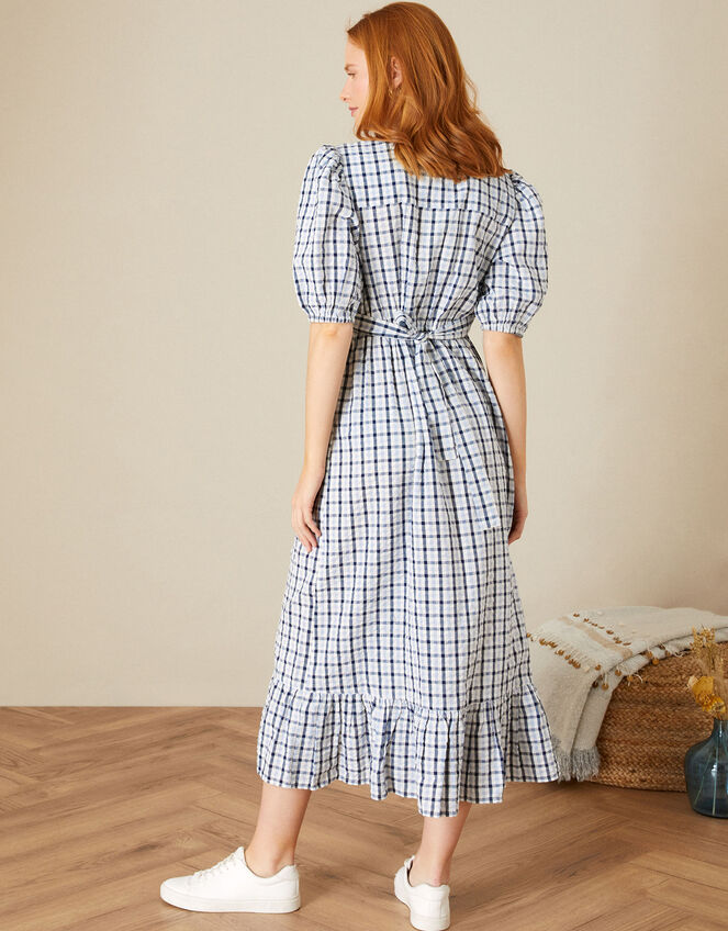 Gingham Wrap Dolly Dress, Blue (BLUE), large