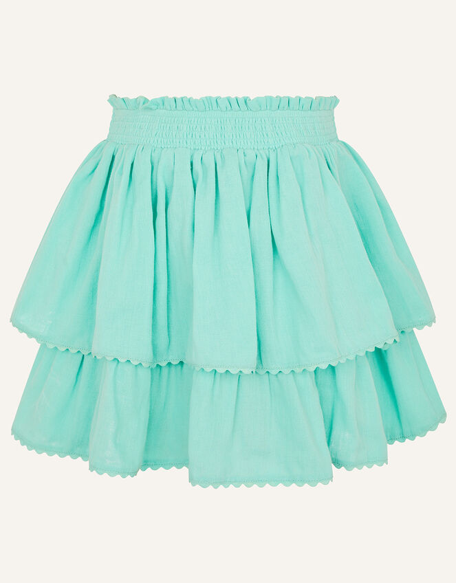 Frill Top and Skirt Set , Blue (AQUA), large