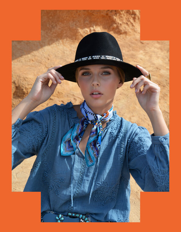 Wild Teresa Embroidered Blouse, Blue (BLUE), large