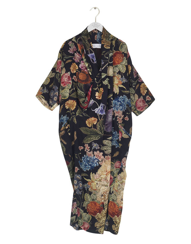 One Hundred Stars Primula Print Midi Dress, Black (BLACK), large