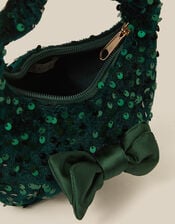 Bow Sequin Velvet Bag, Green (GREEN), large