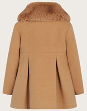 Baby Scallop Velvet Trim Coat, Camel (CAMEL), large