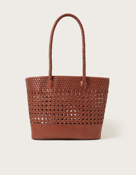 Woven Leather Tote Bag	, , large