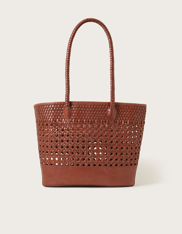 Woven Leather Tote Bag	, , large