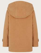 Double Breasted Peacoat with Hood, Camel (CAMEL), large