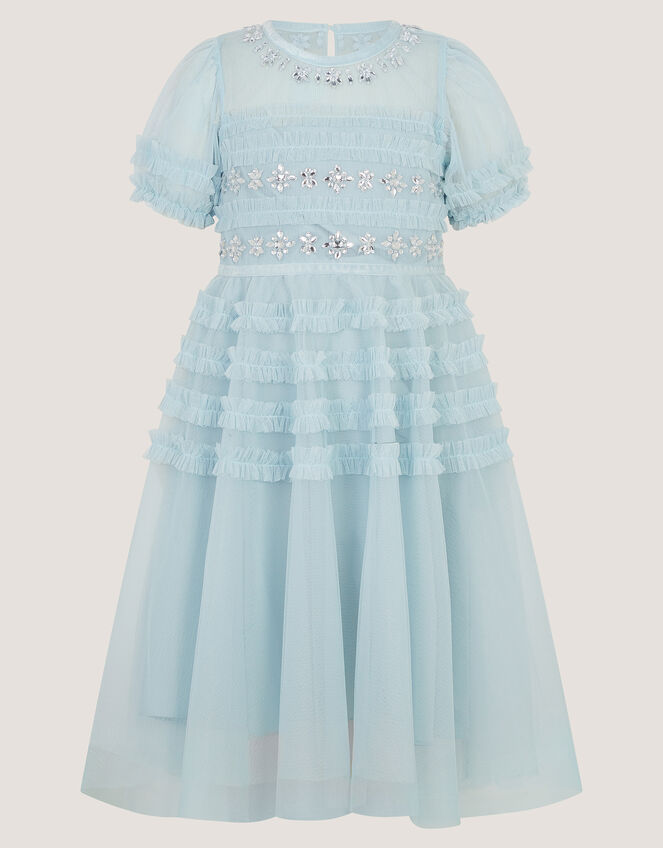 Natalia Embellished Ruffle Party Dress, Blue (PALE BLUE), large
