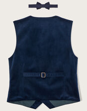Velvet Waistcoat and Bow Tie, Blue (NAVY), large