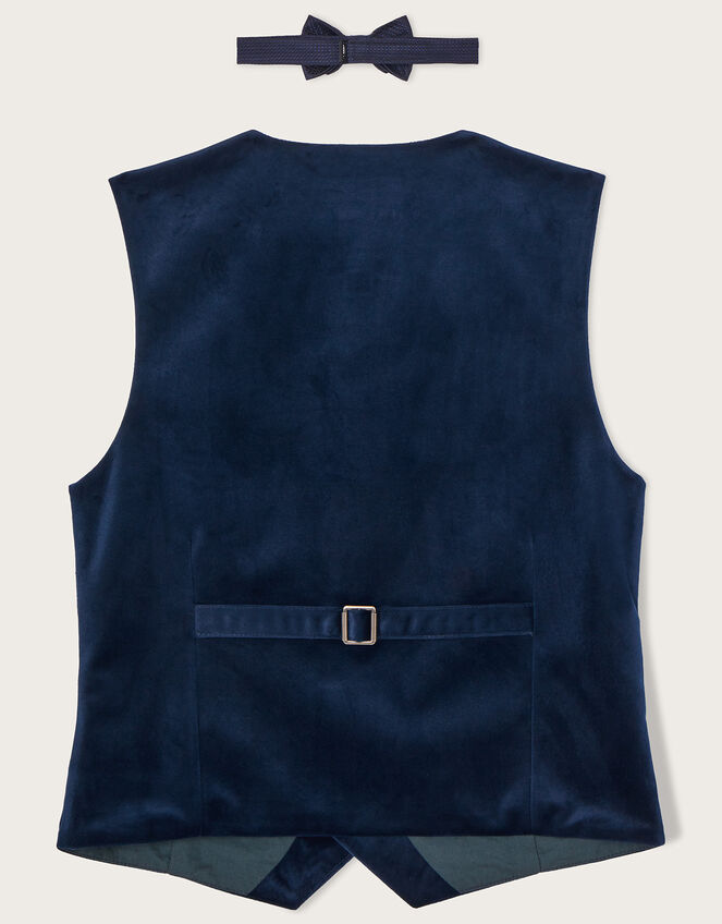 Velvet Waistcoat and Bow Tie, Blue (NAVY), large