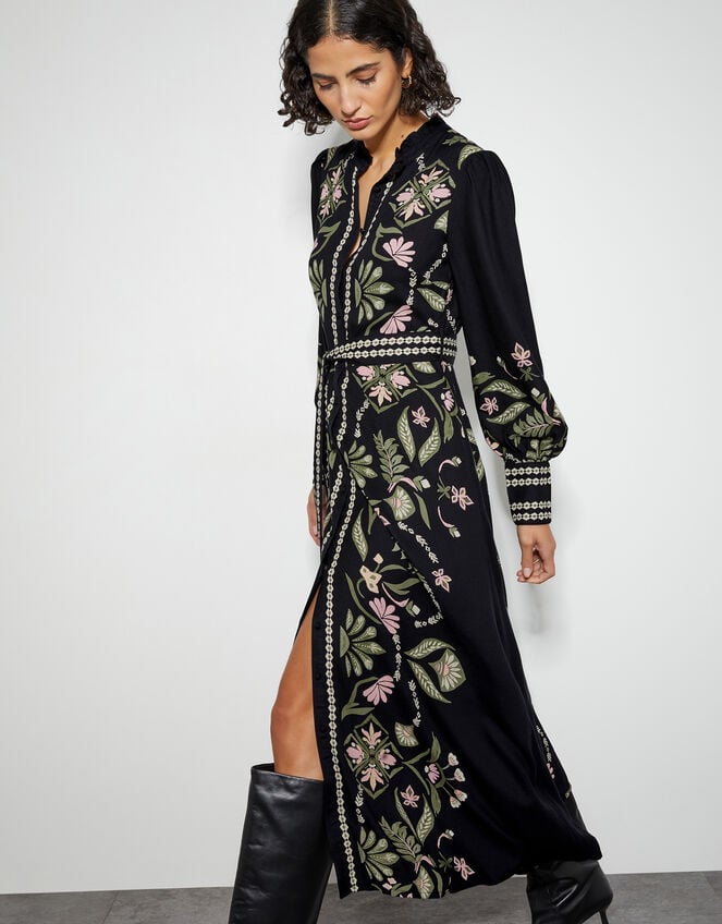 Sabrina Floral Print Maxi Dress, Black (BLACK), large