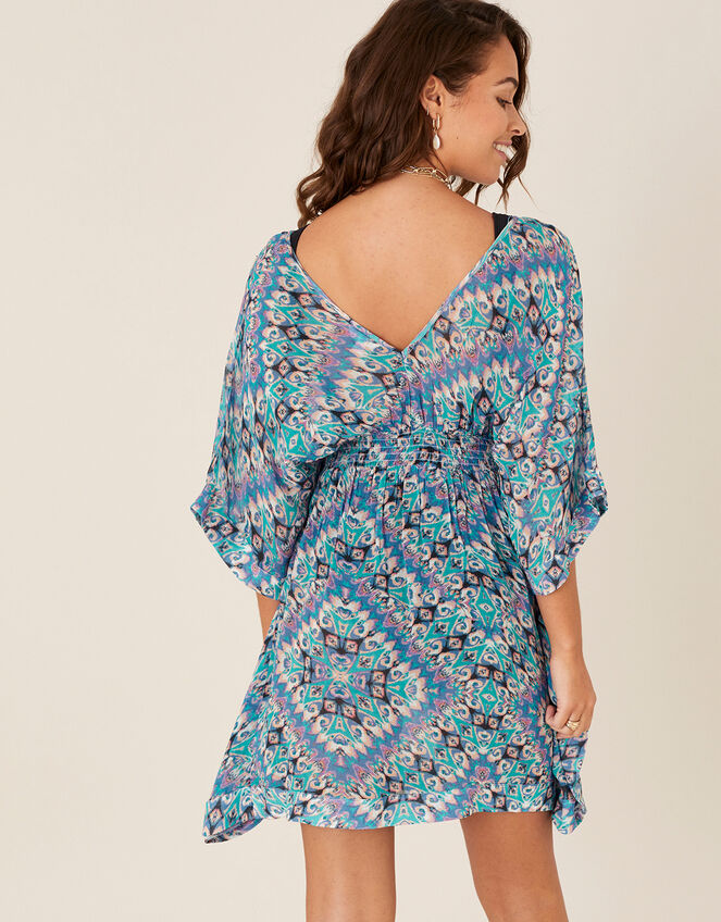 Geo Print Kaftan in Sustainable Viscose, Blue (BLUE), large