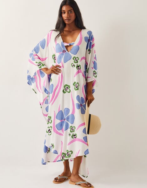 Fiona Maxi Print Kaftan, Ivory (IVORY), large