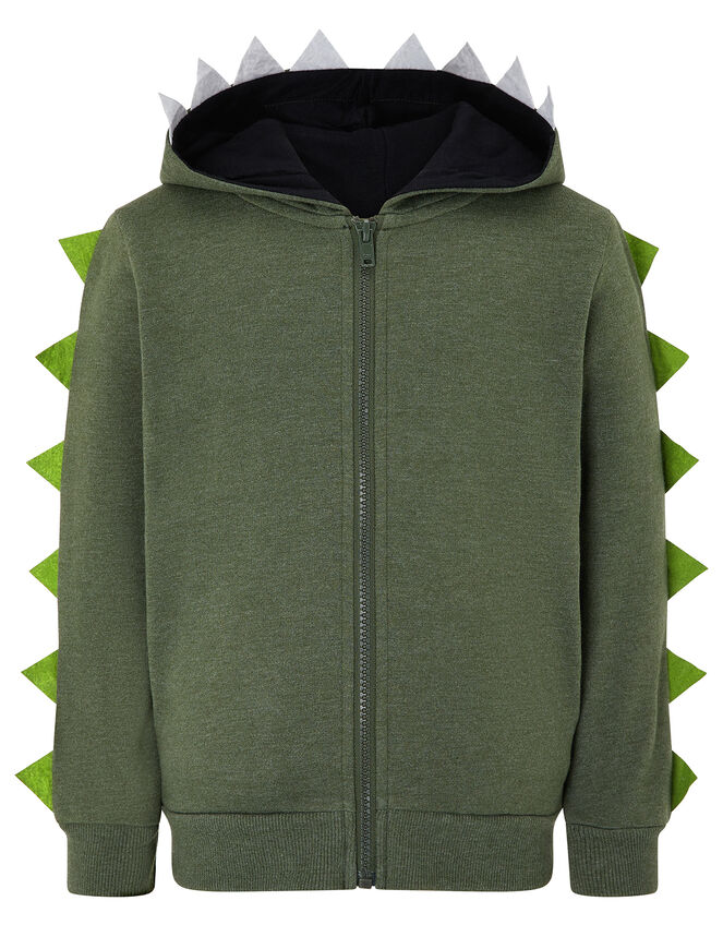 Ryder Zip-Up Dinosaur Hoody, Green (KHAKI), large