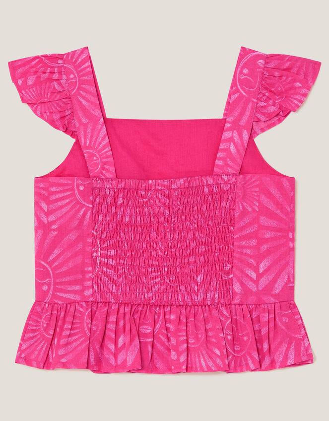 Sun Print Frilly Top, Pink (PINK), large