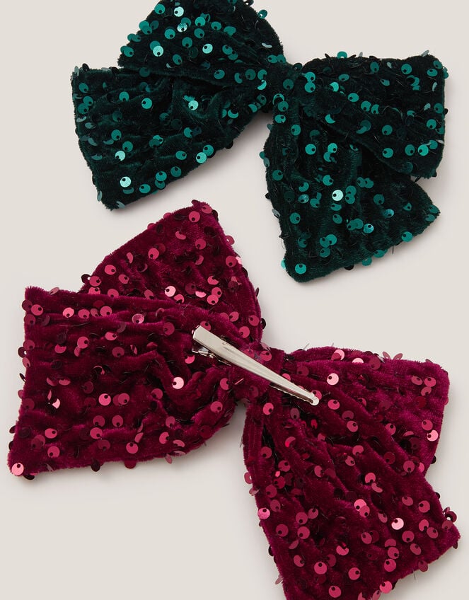 2-Pack Sequin Bow Hair Clips, , large