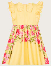 Baby Roses Border Jacquard Dress, Yellow (YELLOW), large