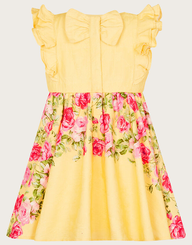Baby Roses Border Jacquard Dress, Yellow (YELLOW), large